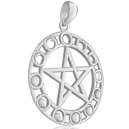 Phases of the Moon Pentagram Pendant