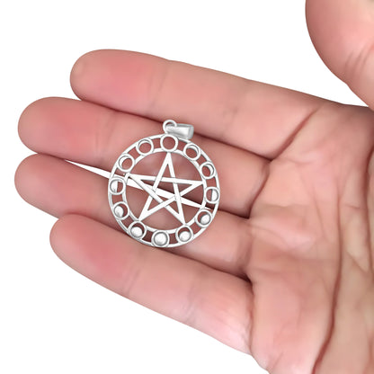 Phases of the Moon Pentagram Pendant