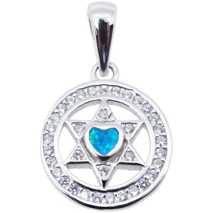 Blue Opal Star of David Pendant - Silvette