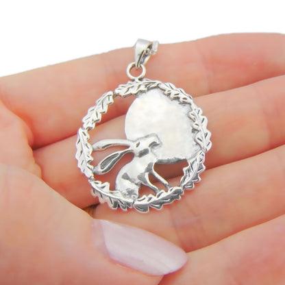 Moon Gazing Hare Pendant - Silvette
