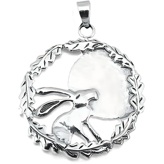 Moon Gazing Hare Pendant - Silvette
