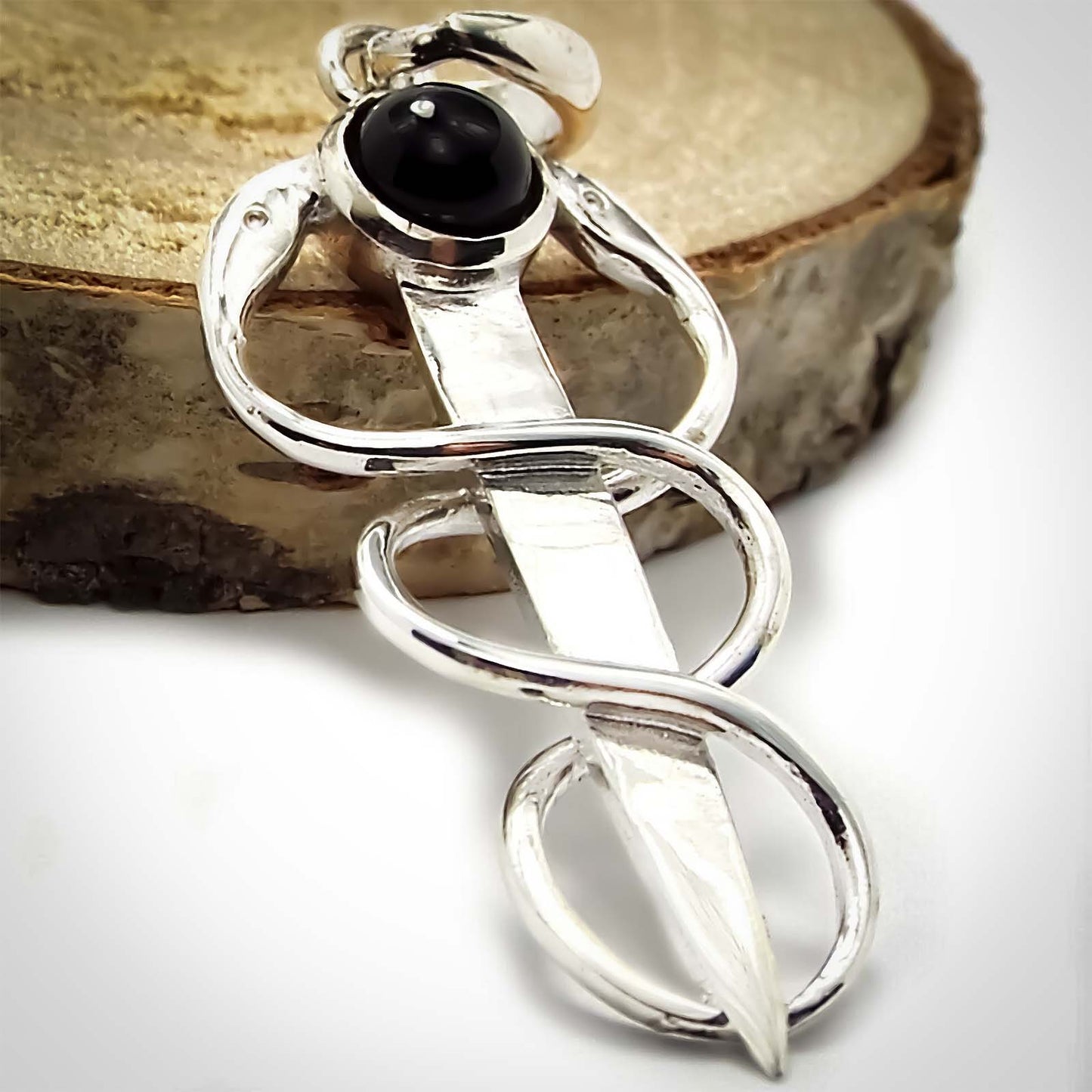 Onyx Caduceus Pendant - Silvette