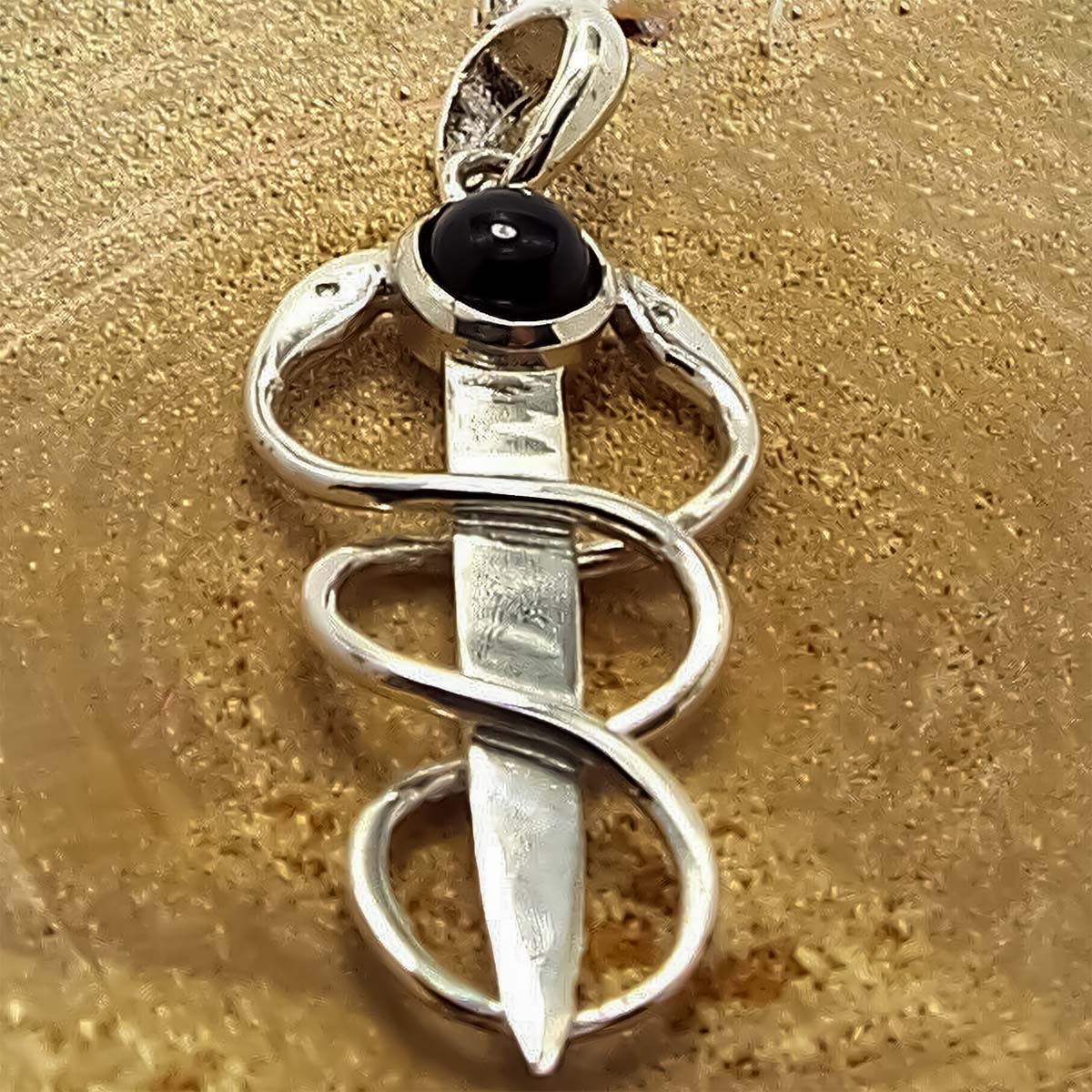 Onyx Caduceus Pendant - Silvette