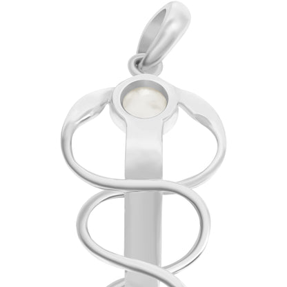 Rainbow Moonstone Caduceus Pendant - Silvette