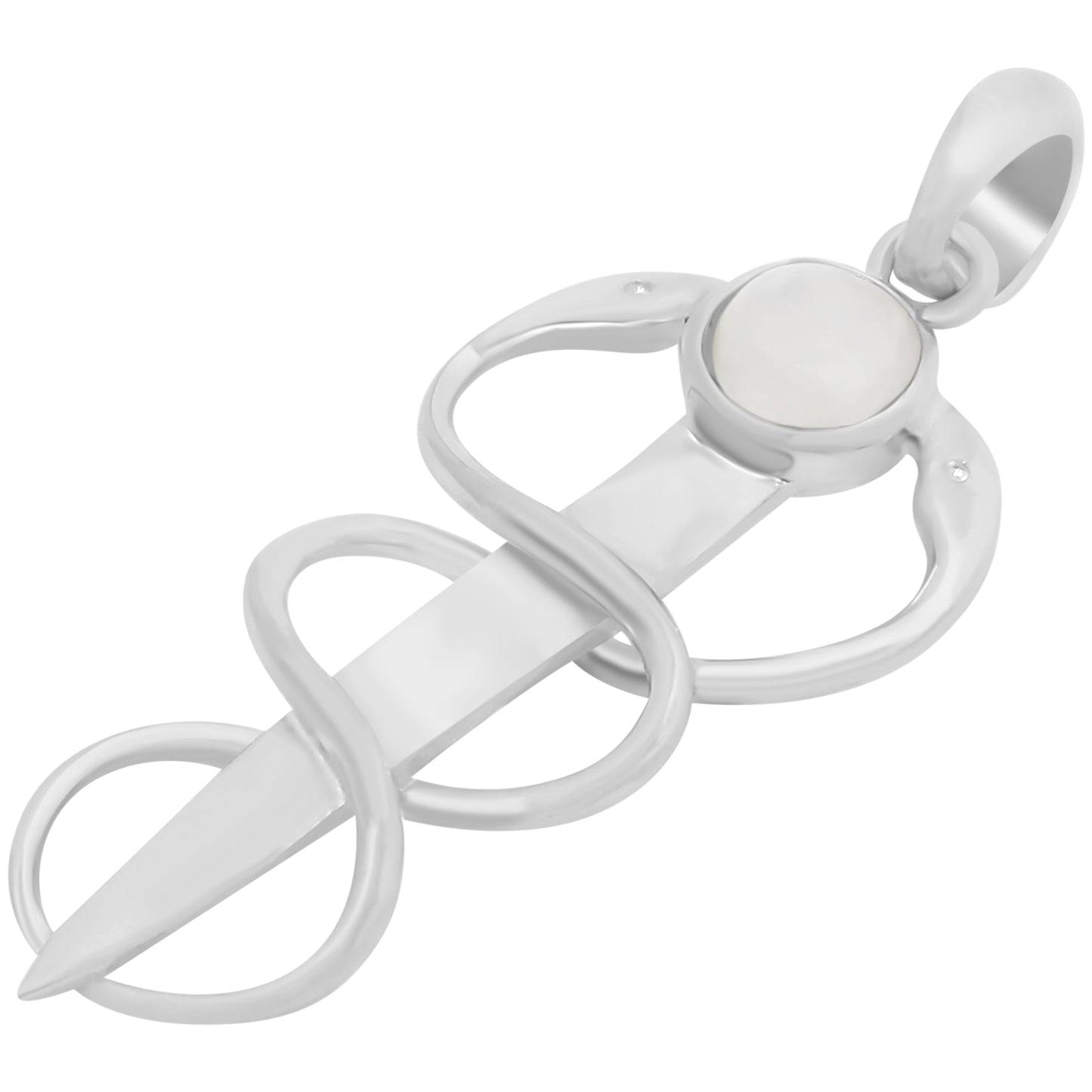 Rainbow Moonstone Caduceus Pendant - Silvette